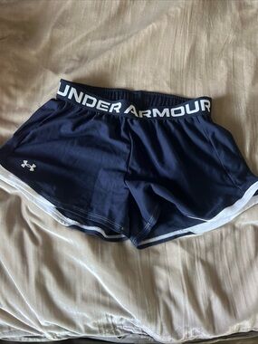 Under Armour Play Up 2.0 Shorts Womens Small Midnight Blue Mesh Training Active